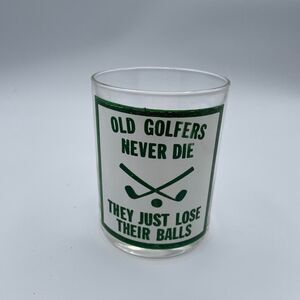 Vintage Green & White Funny Golf Cup Glass Golfer Gift Retro Unique Country Club